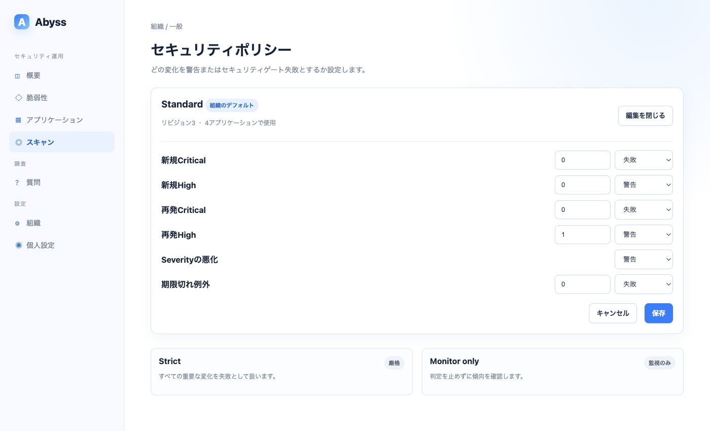 セキュリティポリシー設定の画面イメージ